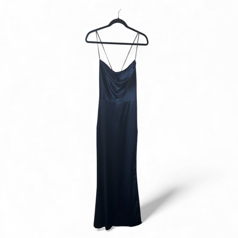 DB STUDIO Cowl Neck Sheath Dress Navy Blue Size 12 - Picture 2 of 7
